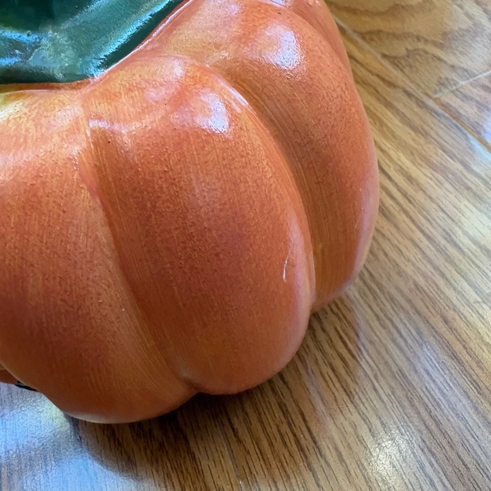 🎃 Orange Ceramic Jack-O'-Lantern Tea Light Candle Holder – Fall Halloween Decor